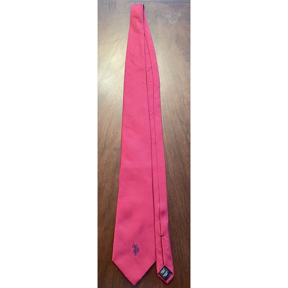 U.s Polo Assn. Solid Red 100% Silk Men’s Neck Tie - Picture 4 of 7